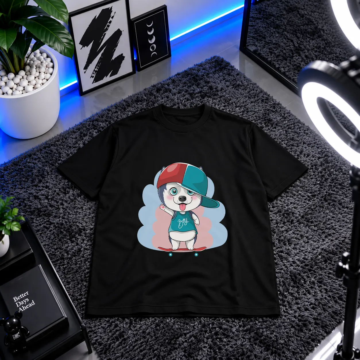 تیشرت کارتونی طرح سگ اسکیت باز (Cute Skater Dog) کد 11258