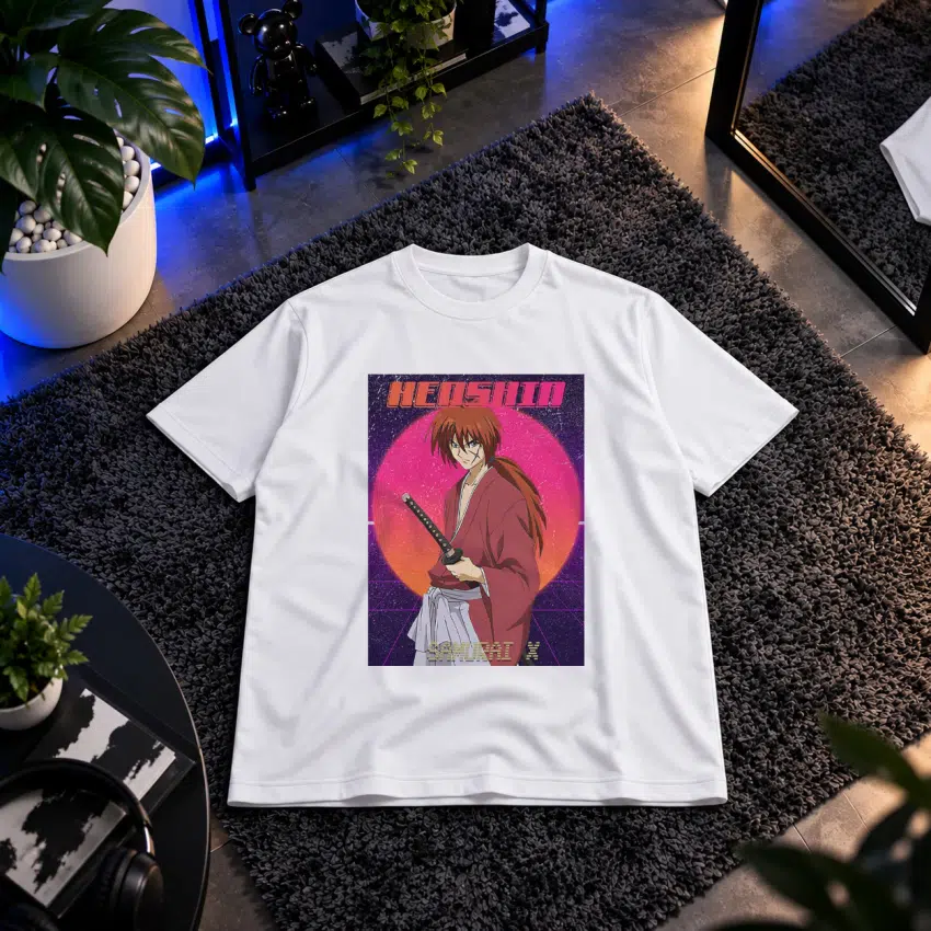 تیشرت انیمه روروونی کنشین طرح غروب بنفش (Samurai X) کد 11349