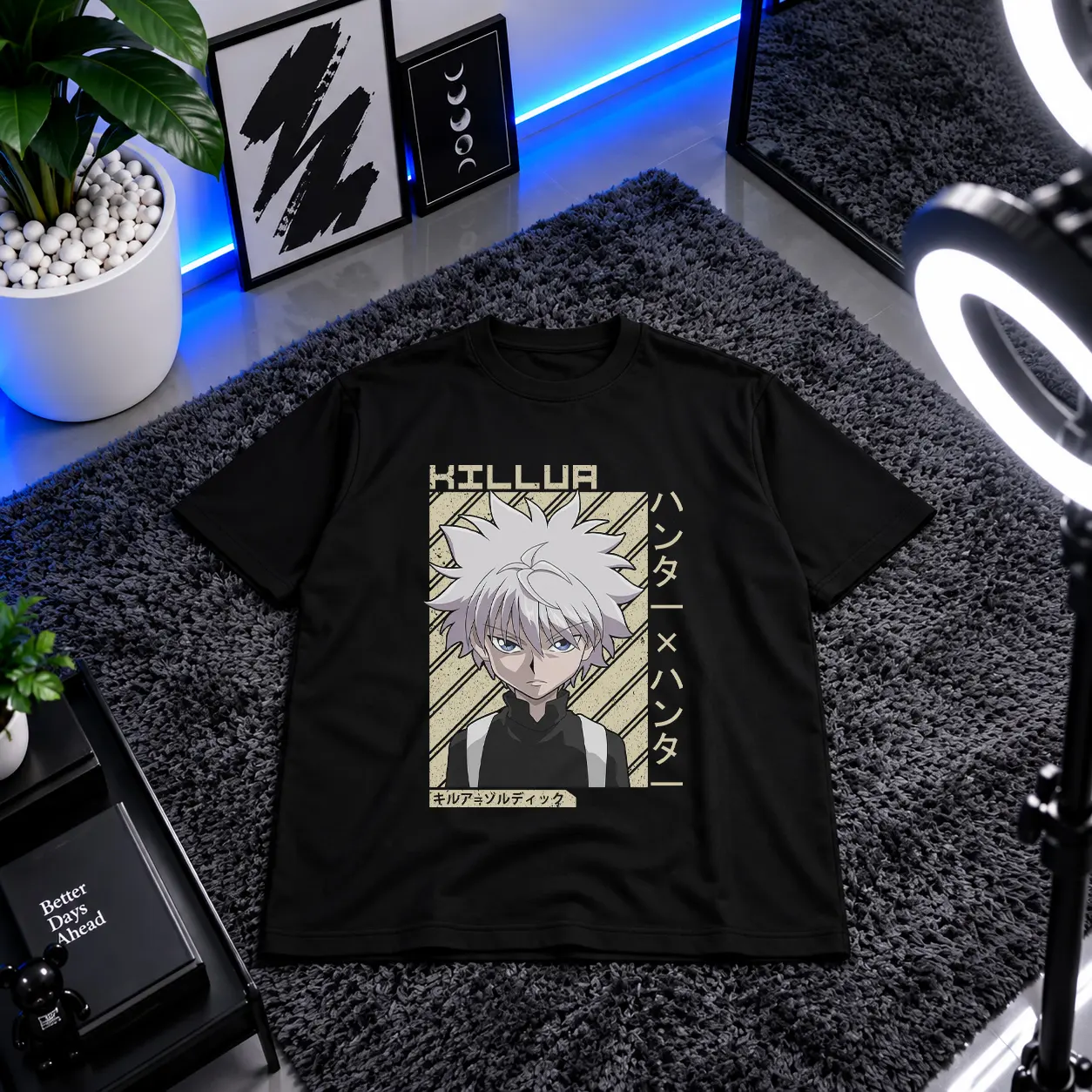 تیشرت انیمه هانتر ایکس هانتر طرح کیلوا خط‌خطی (Killua) کد 11391