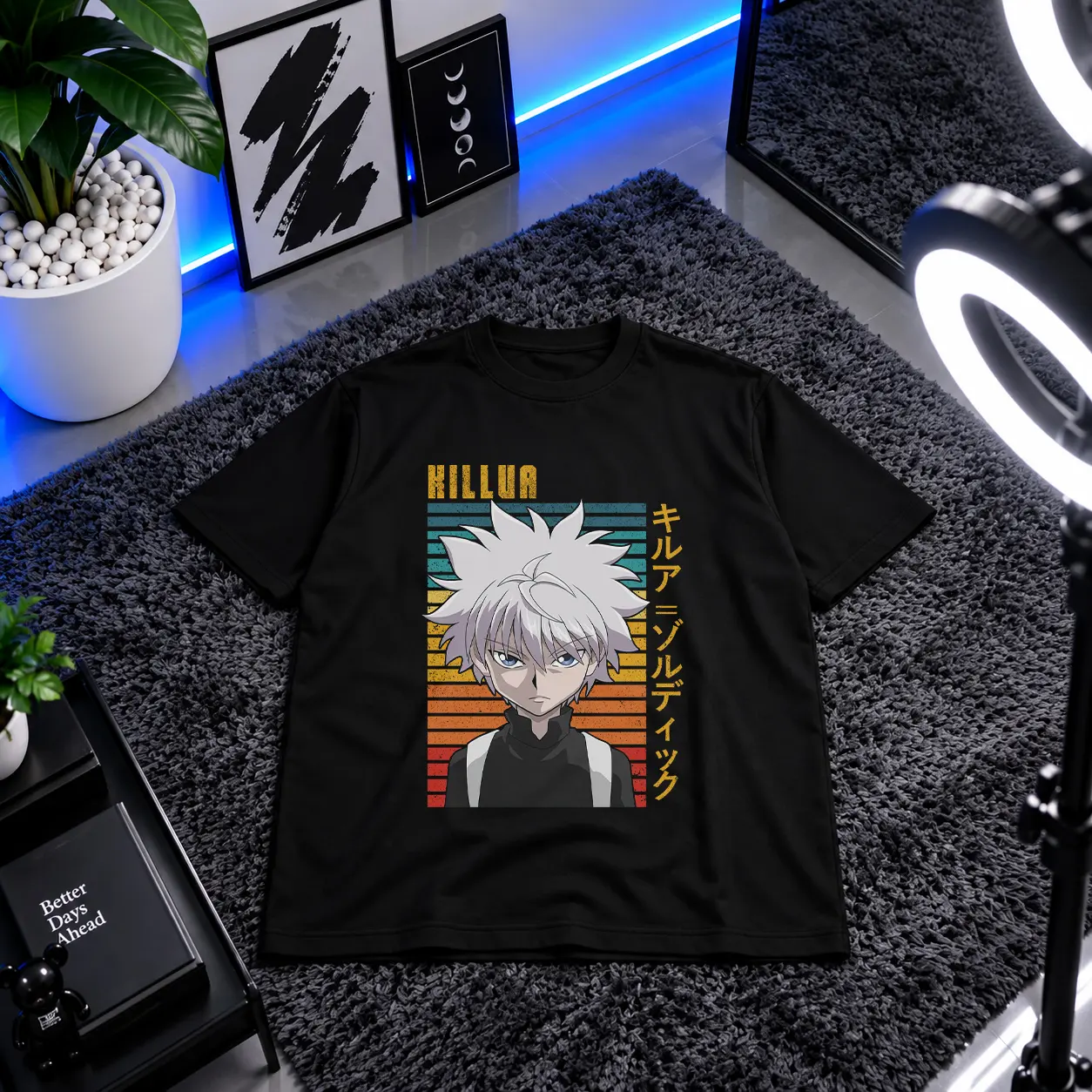 تیشرت انیمه هانتر ایکس هانتر طرح کیلوا رنگین‌کمان (Killua) کد 11395