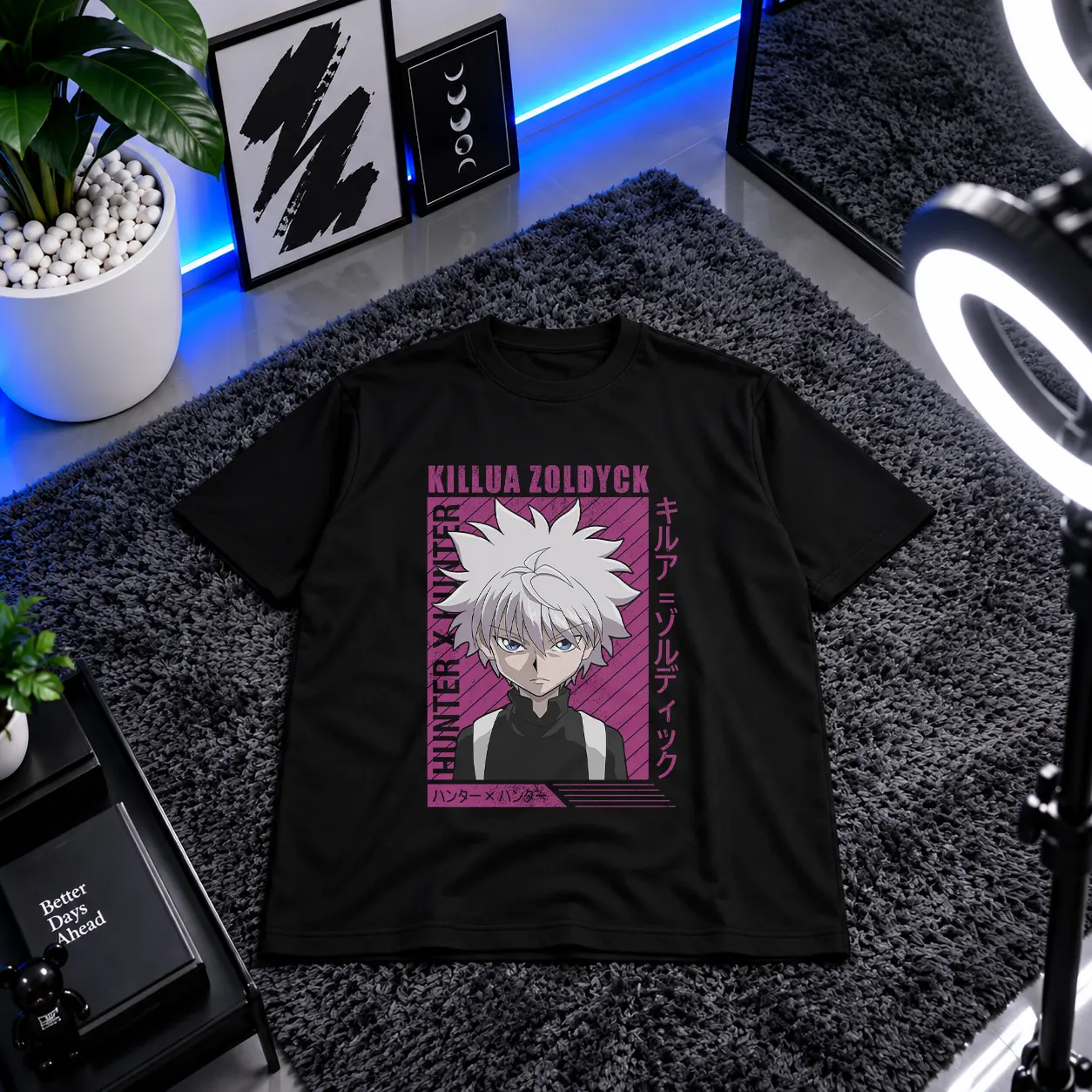 تیشرت انیمه هانتر ایکس هانتر طرح کیلوا صورتی (Killua) کد 11397