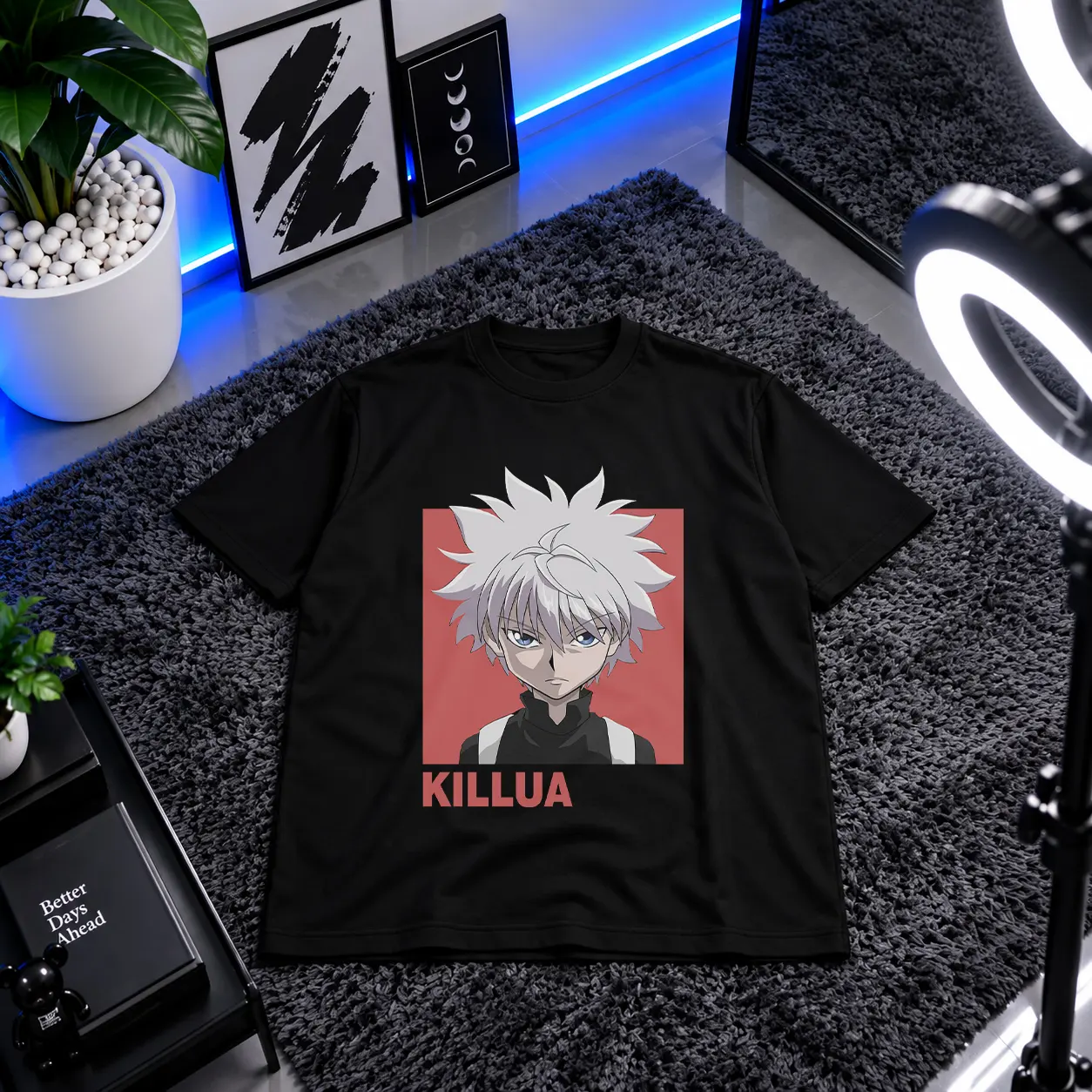 تیشرت انیمه هانتر x هانتر طرح چهره کیلوا (Killua) کد 11404