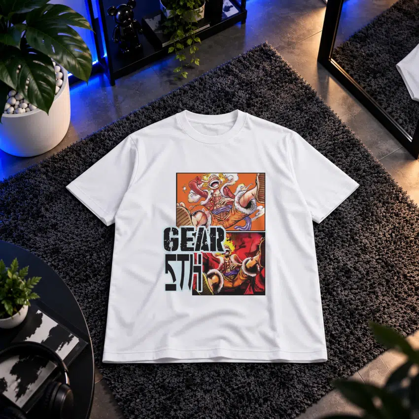تیشرت انیمه وان پیس طرح لوفی گیر ۵ (Gear 5 Luffy)