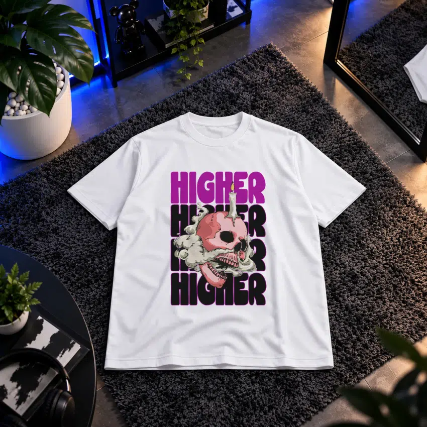 تیشرت جمجمه طرح Higher با سبک استریت‌ویر