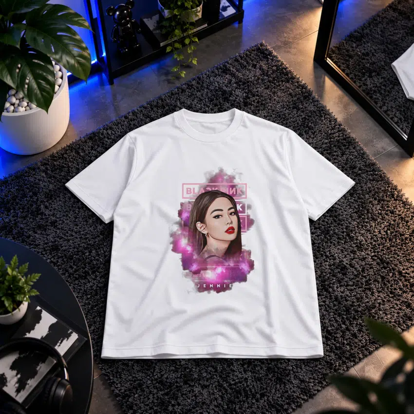 تیشرت بلک پینک طرح پرتره جنی (Jennie)