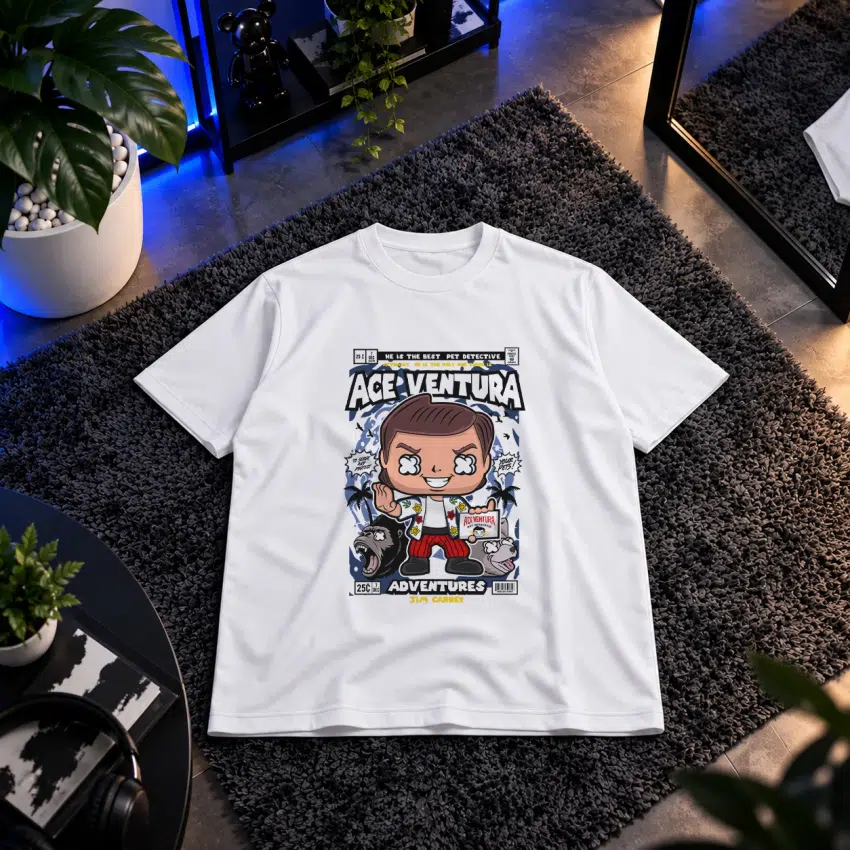 تیشرت فیلم ایس ونچورا طرح پوستر کارتونی (Ace Ventura)