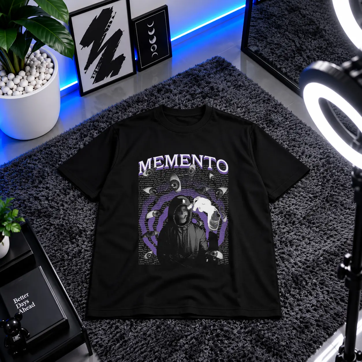 تیشرت تندیس بال‌دار و نوشته Memento کد 1217