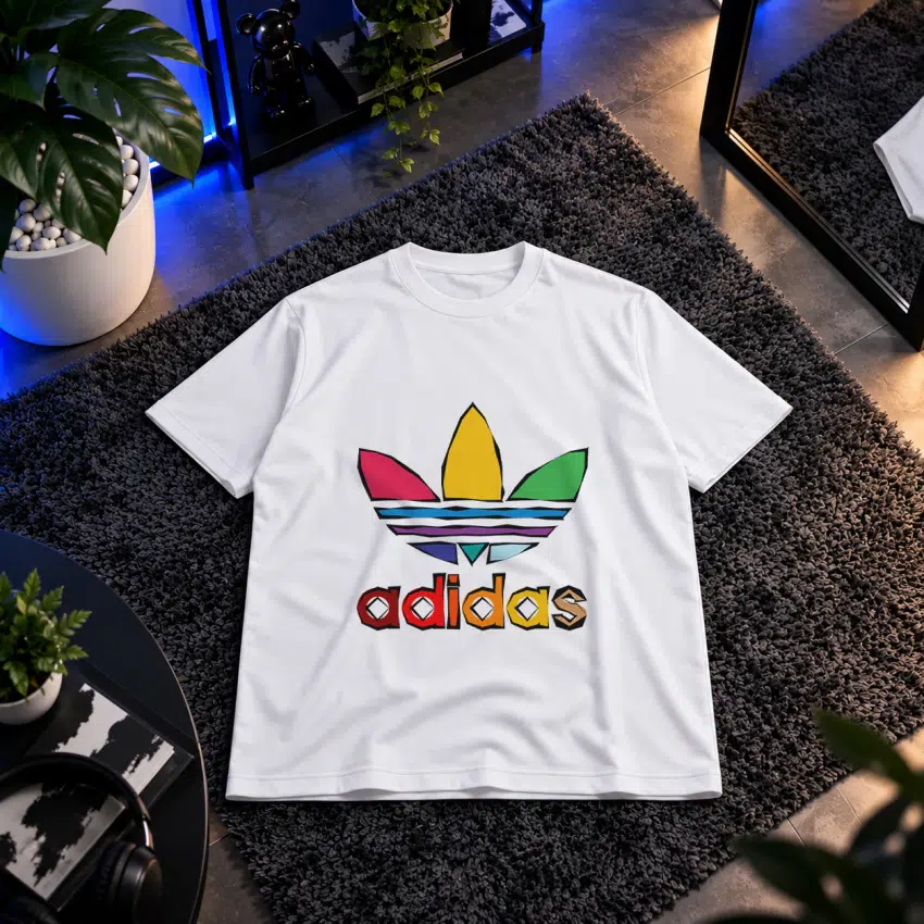 تیشرت آدیداس طرح لوگوی رنگین‌کمانی (Adidas)