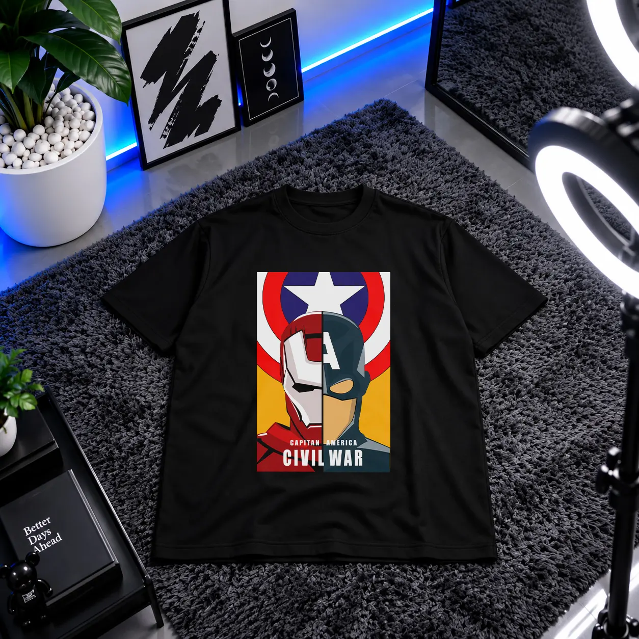 تیشرت مارول طرح کاپیتان آمریکا و آیرون من (Captain America, Iron Man) کد 13061