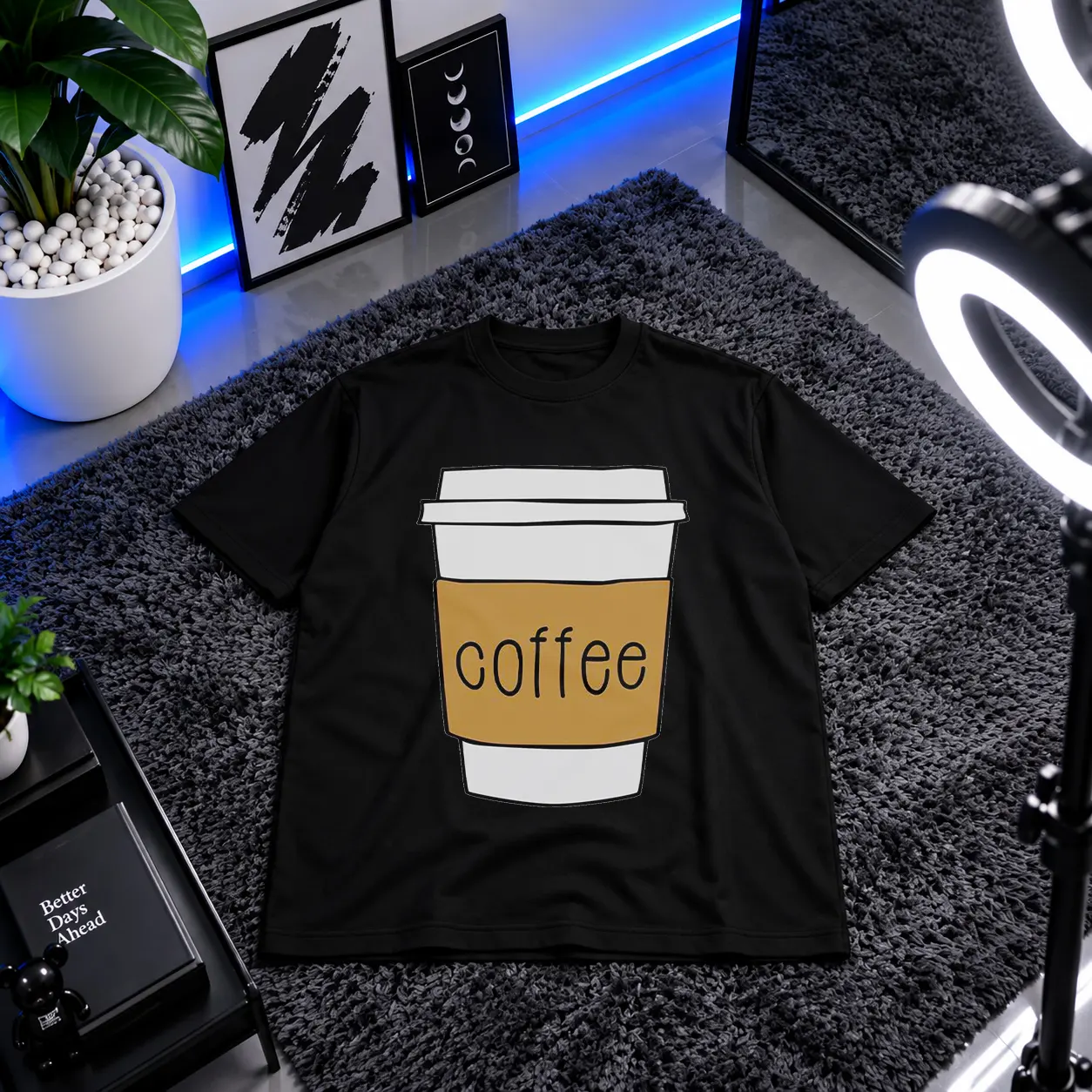 تیشرت قهوه طرح لیوان Coffee کد 13106