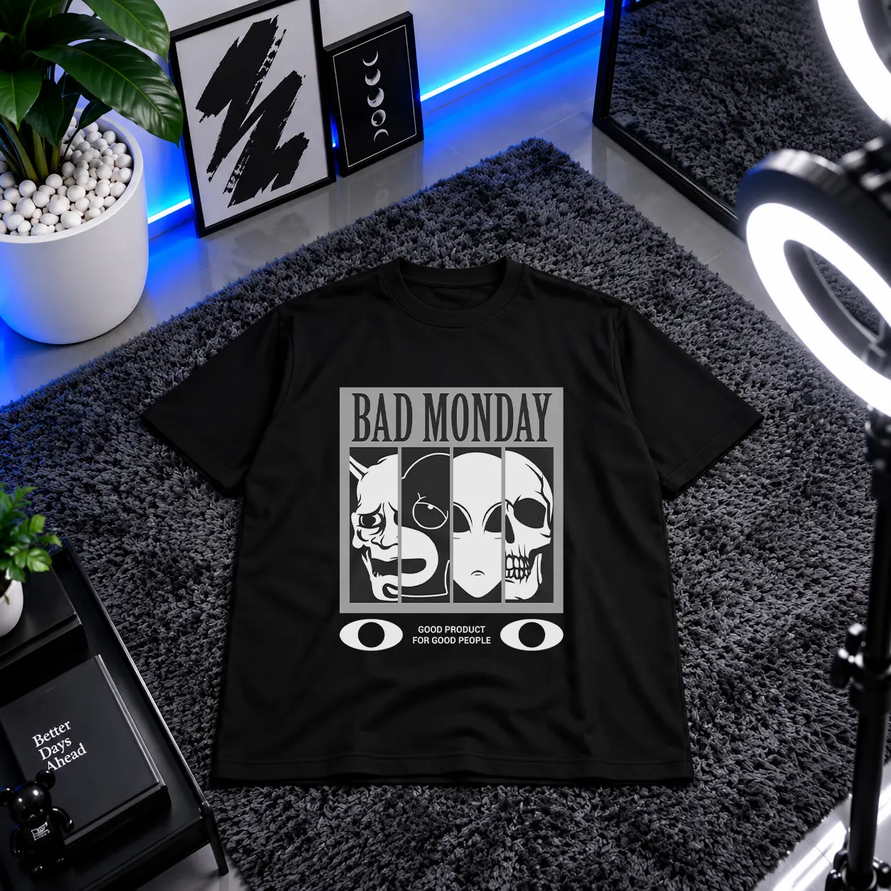 تیشرت جمجمه طرح Bad Monday کد 13134