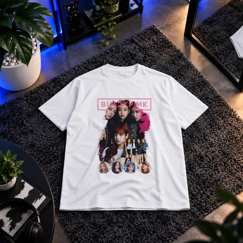 تیشرت گروه بلک‌پینک طرح کلاژ اعضا (BLACKPINK)