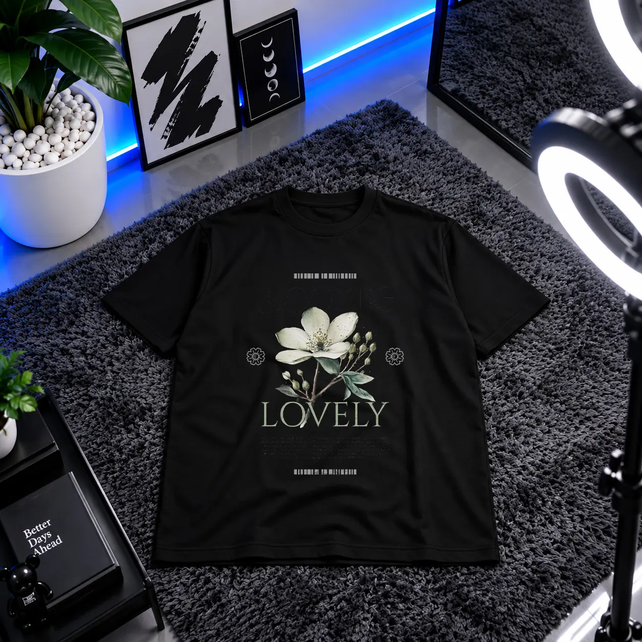 تیشرت گل طرح Lovely کد 13572