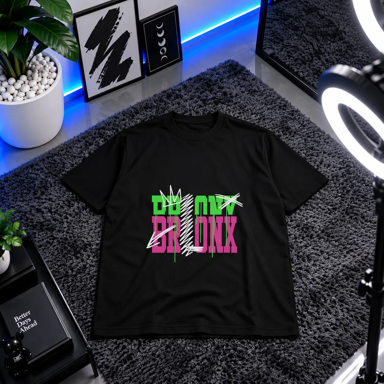 تیشرت تایپوگرافی Bronx نئونی کد 13760