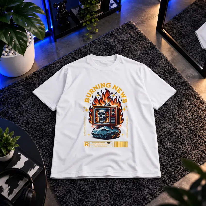 تیشرت جمجمه طرح Burning News