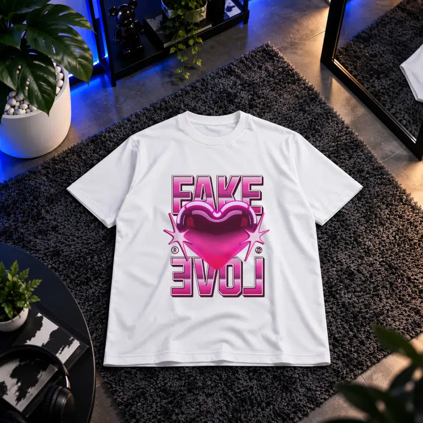 تیشرت طرح قلب Fake Love