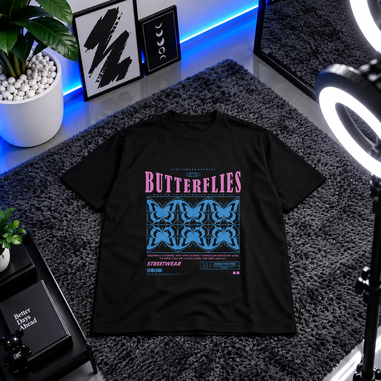 تیشرت پروانه طرح Butterflies Worldwide کد 13908