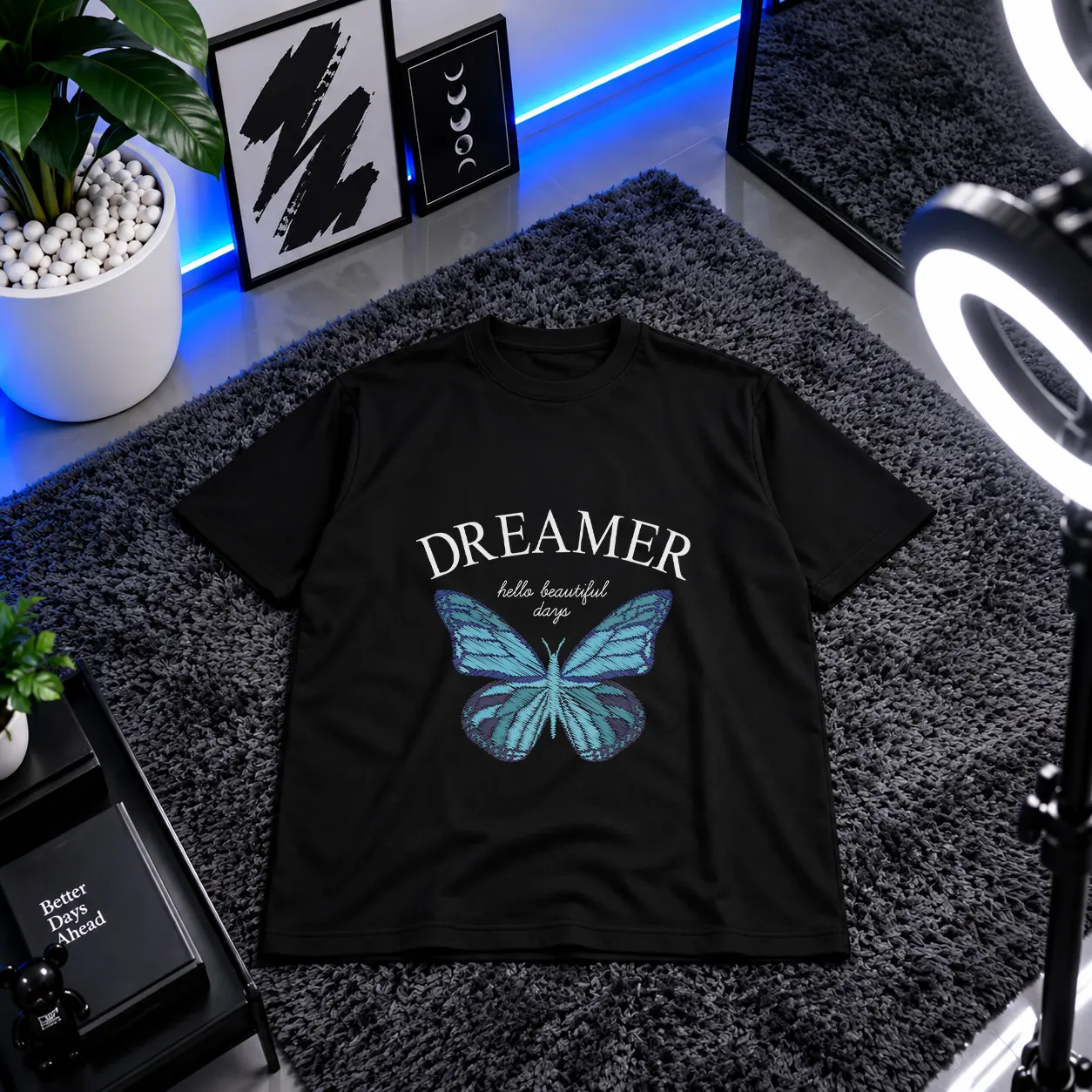 تیشرت پروانه طرح Dreamer کد 13957