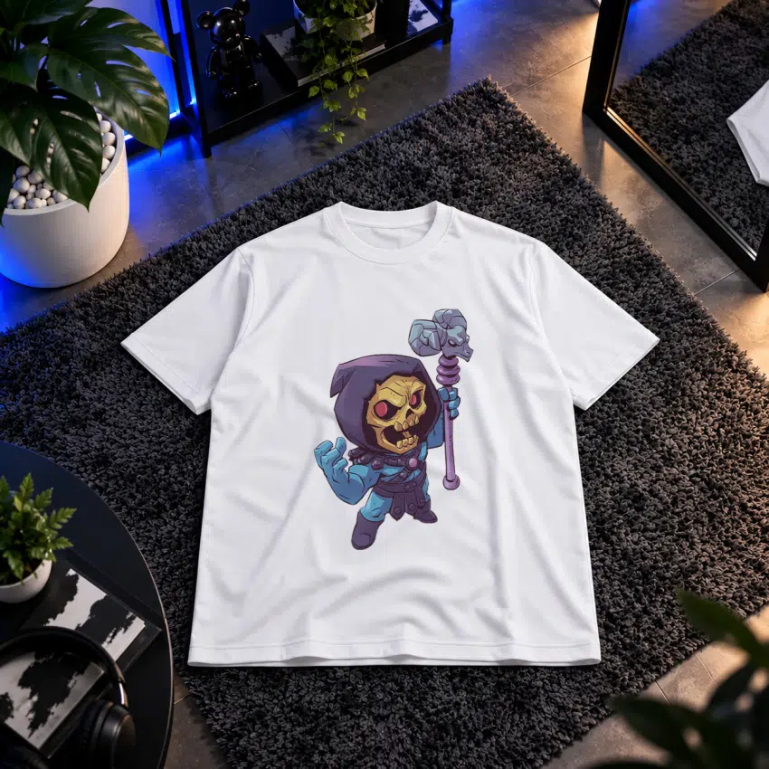 تیشرت اسکلتور طرح جادوگر کارتونی با عصا (Skeletor)