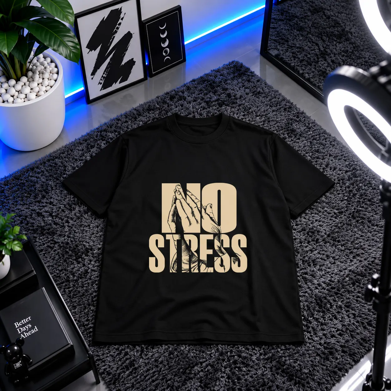 تیشرت آرامش ذهنی طرح No Stress کد 1418