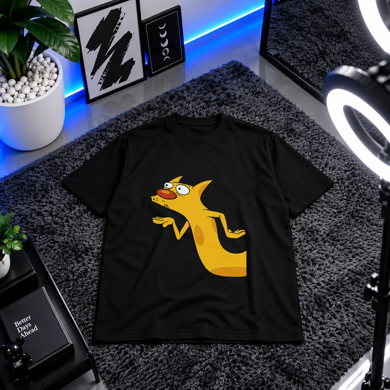 تیشرت گربه طرح کارتونی نارنجی کد 14210