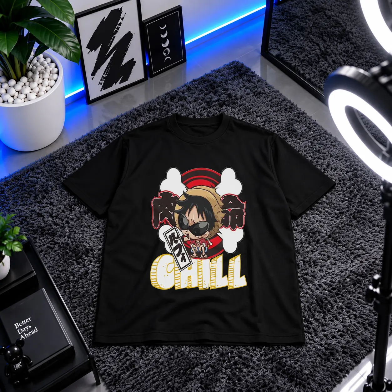تیشرت انیمه وان پیس طرح لوفی گرافیتی (Luffy) کد 14341
