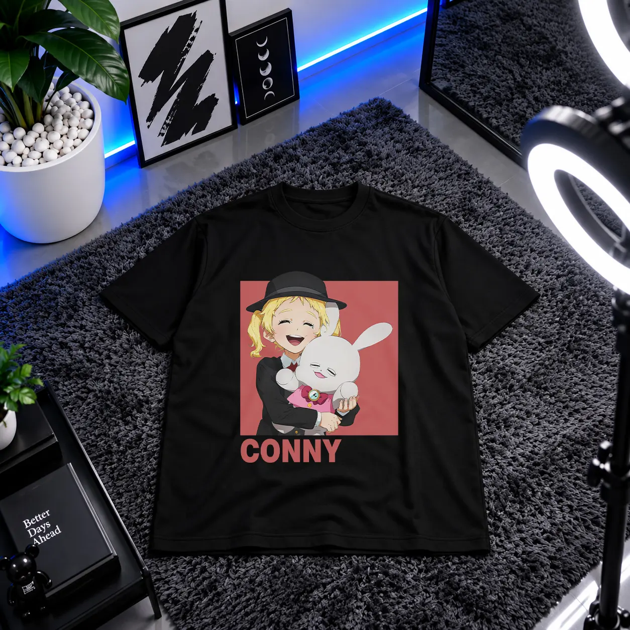 تیشرت انیمه طرح کانی زمینه صورتی (Conny) کد 14540