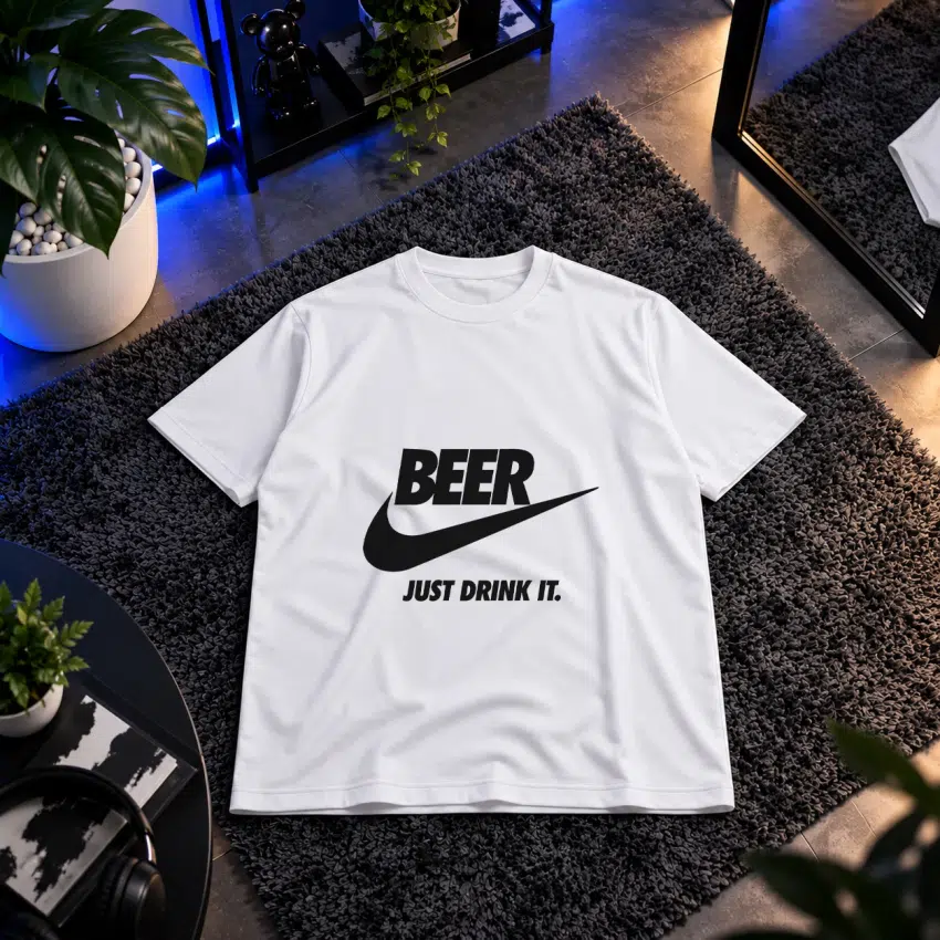 تیشرت طرح لوگوی طنز Beer Just Drink It