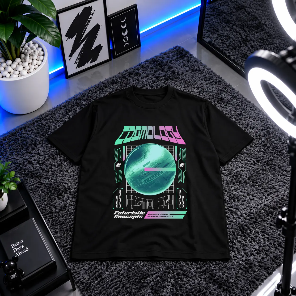 تیشرت فضایی طرح آینده‌نگر نوشته Cosmology کد 14782