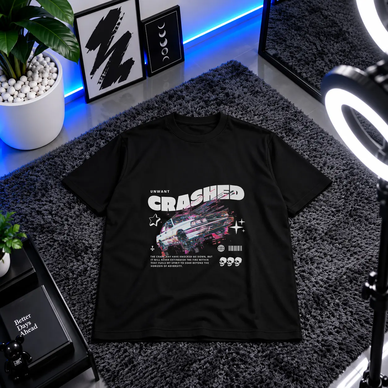 تیشرت ماشین طرح تصادف نوشته Crashed کد 14805