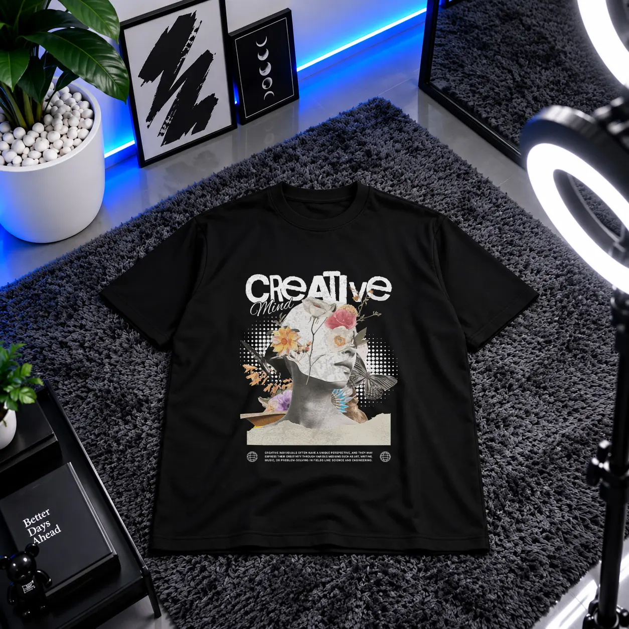 تیشرت کلاژ هنری طرح Creative Mind کد 14814