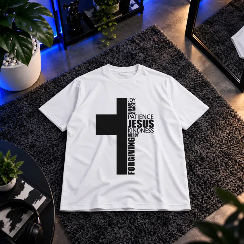تیشرت طرح صلیب و کلمات ایمانی Jesus