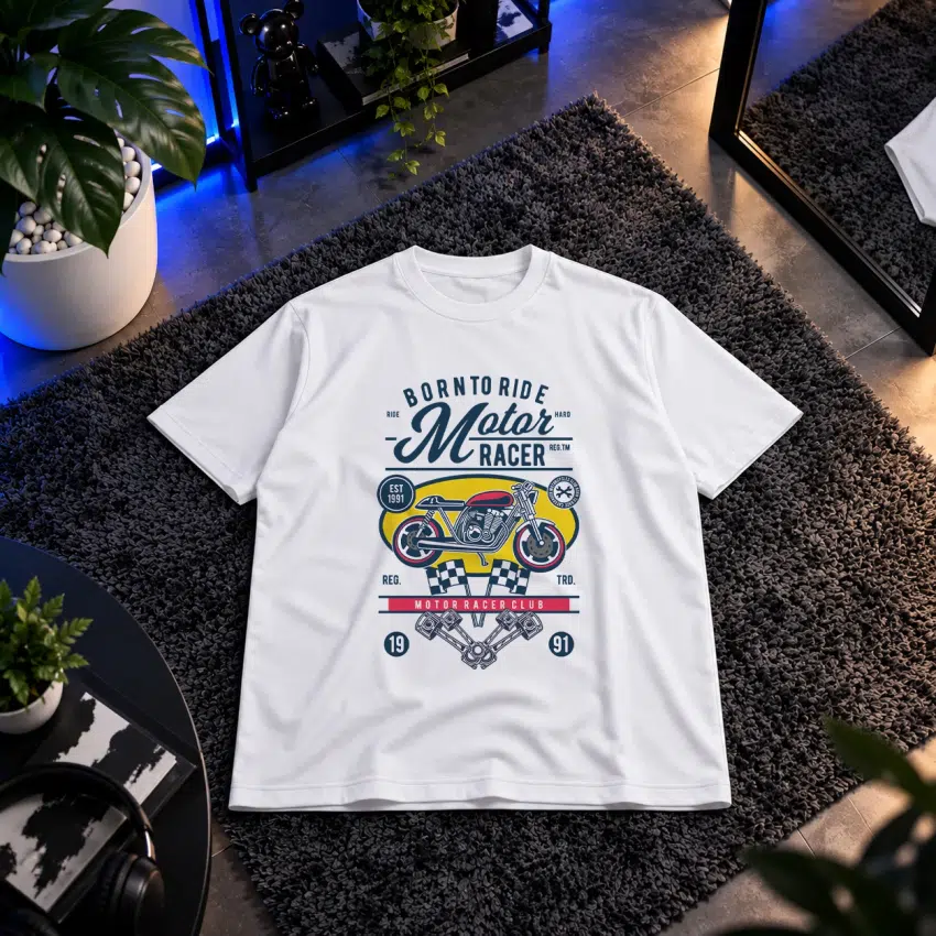 تیشرت موتورسیکلت طرح کافه‌ریسر Born to Ride