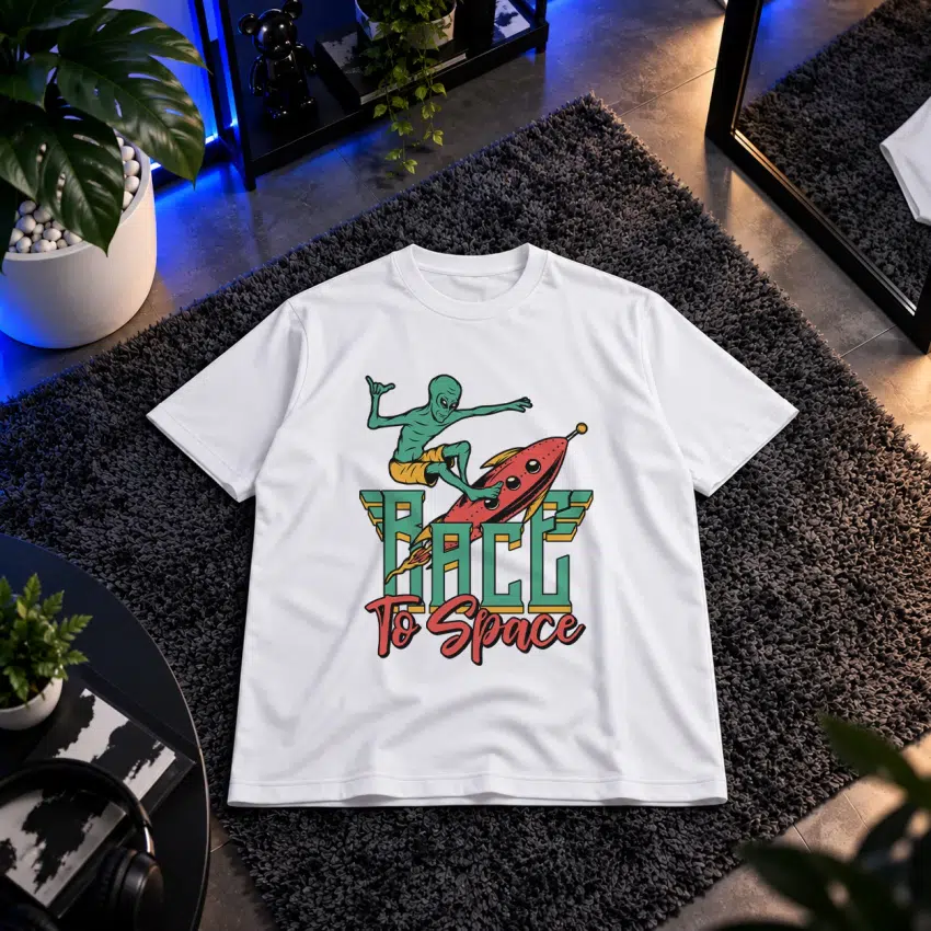 تیشرت طرح بیگانه راکت‌سوار Race to Space
