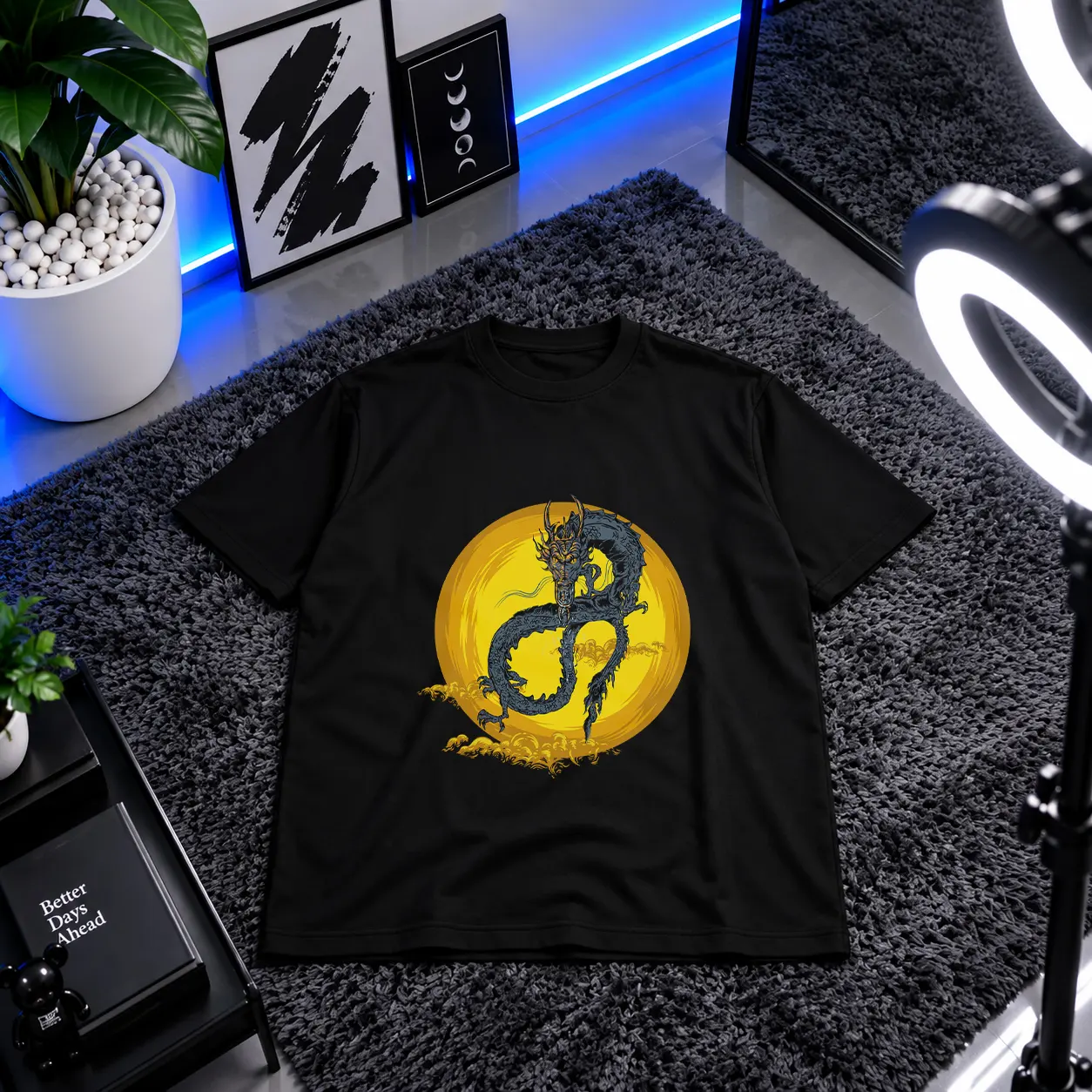 تیشرت اژدها طرح ماه کامل (Dragon) کد 15329