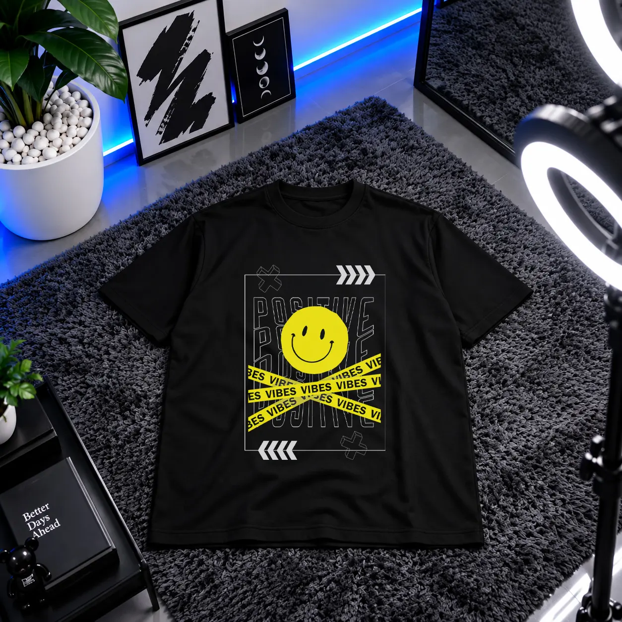 تیشرت حال و هوای مثبت طرح Positive Vibes کد 1563