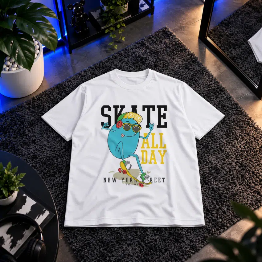 تیشرت کارتونی طرح اسکیت New York Street