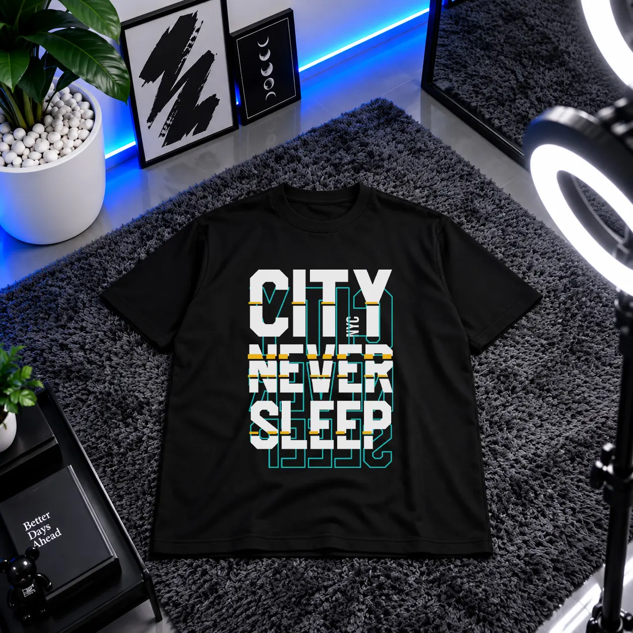 تیشرت تایپوگرافی City Never Sleep NYC کد 16068