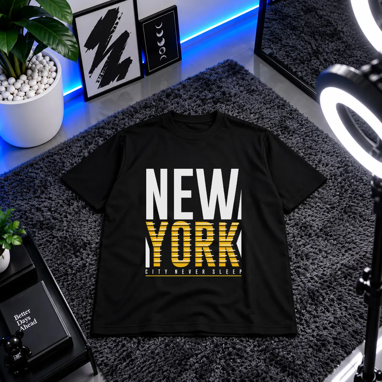 تیشرت تایپوگرافی New York City Never Sleeps کد 16154