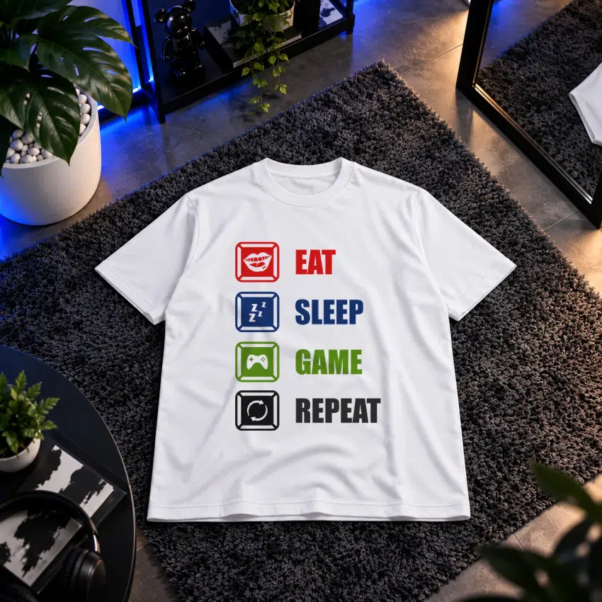 تیشرت طرح Eat Sleep Game Repeat