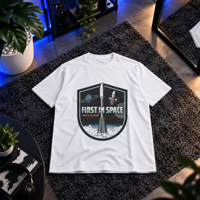 تیشرت طرح موشک First in Space