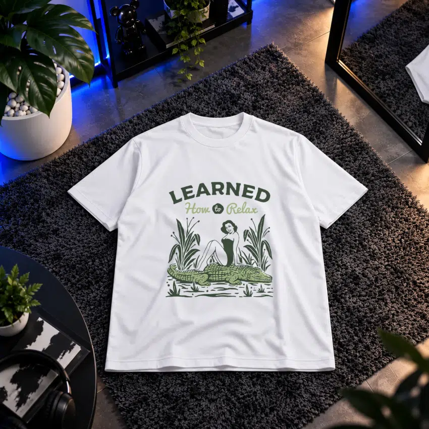 تیشرت طرح Learned How to Relax تمساح