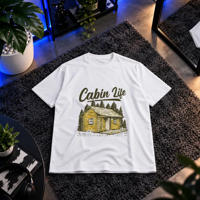 تیشرت طرح کلبه چوبی Cabin Life