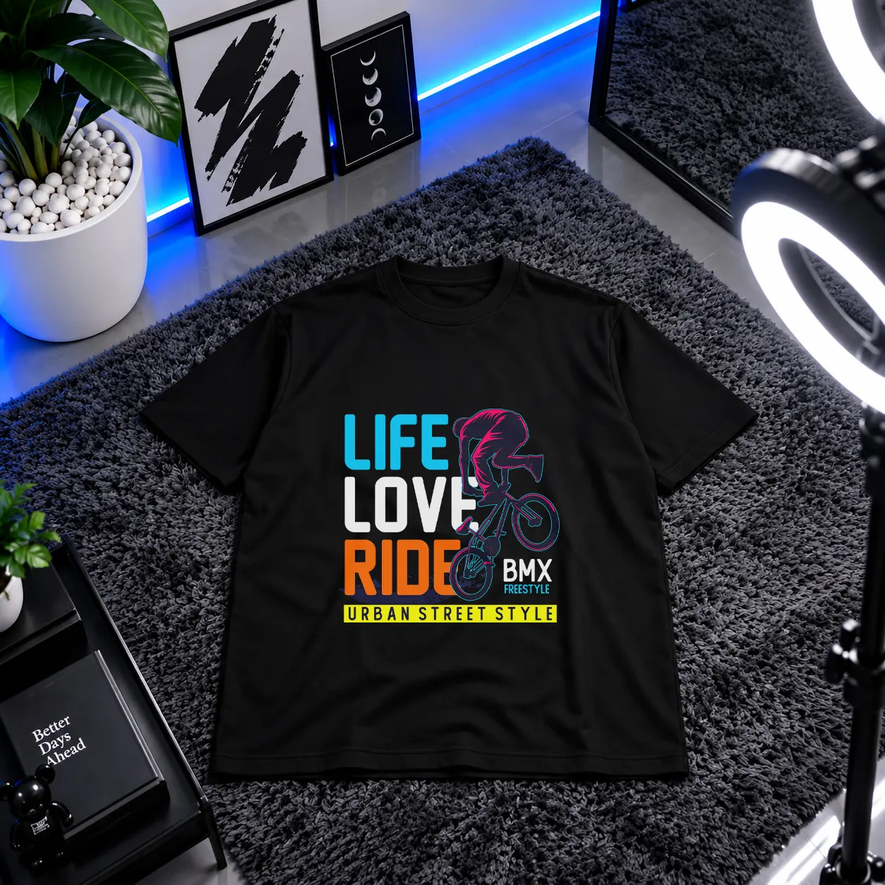 تیشرت دوچرخه‌سواری طرح Life Love Ride BMX کد 16717