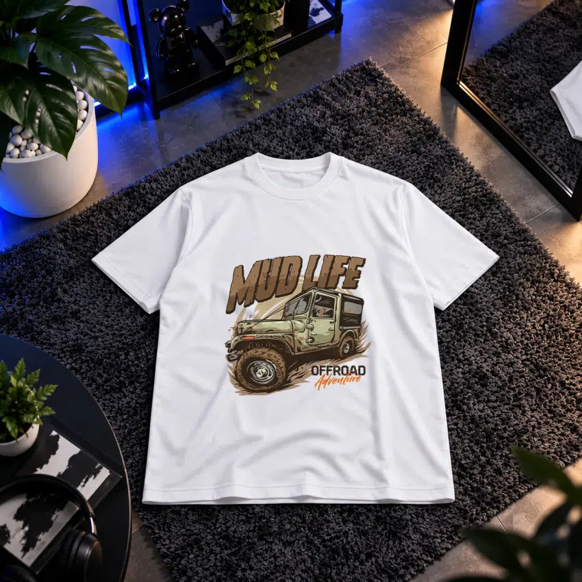 تیشرت خودرو طرح Mud Life Offroad