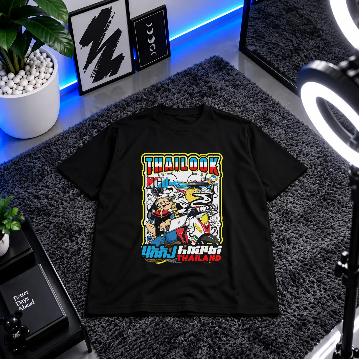 تیشرت موتورسیکلت طرح پاپای (Popeye) کد 17218