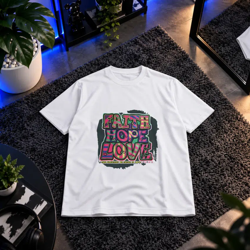 تیشرت عاشقانه طرح Faith Hope Love