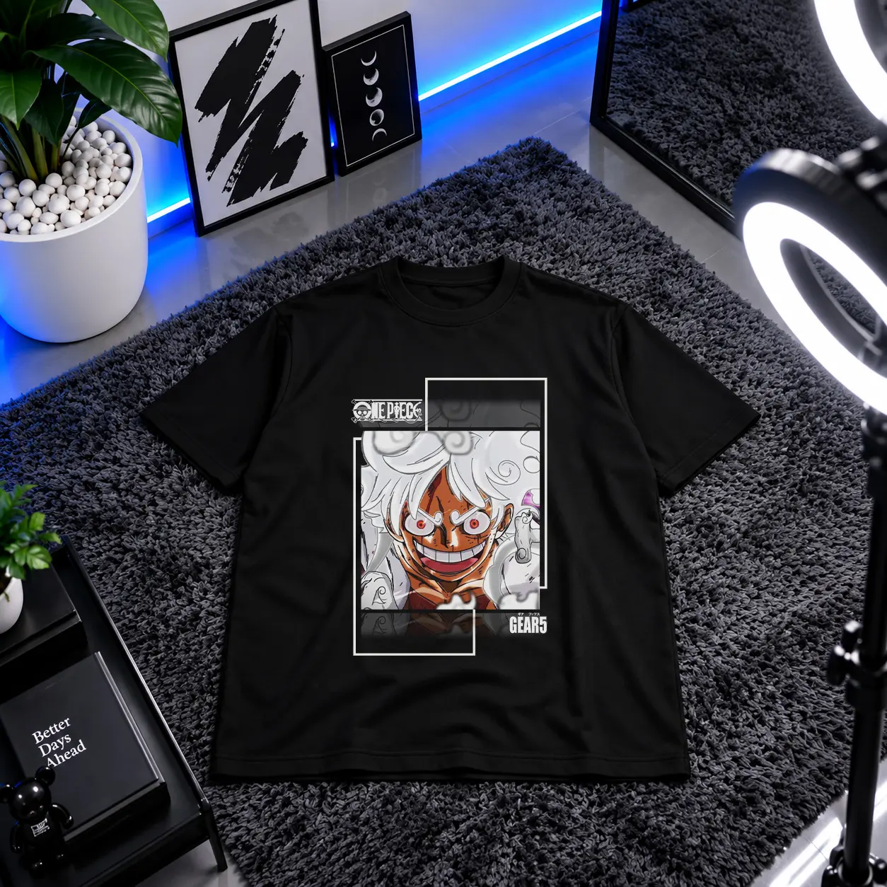 تیشرت انیمه وان پیس طرح لوفی گیر ۵ (Gear 5 Luffy) کد 1735