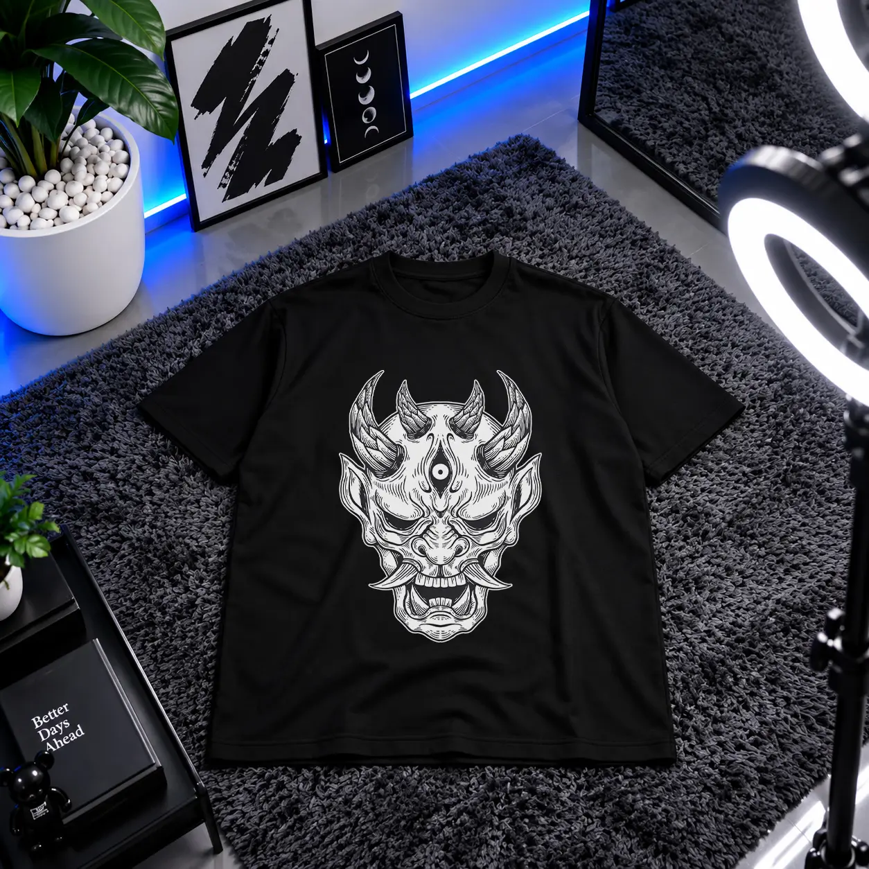 تیشرت شیطان طرح شاخ (Oni Mask) کد 17450
