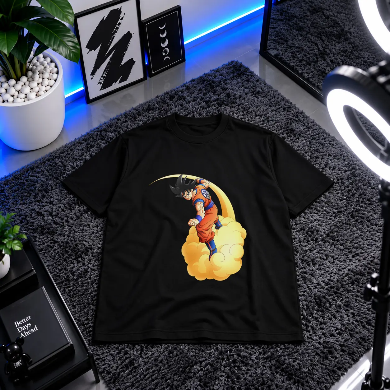تیشرت انیمه دراگون بال طرح گوکو روی ابر (Goku) کد 17523